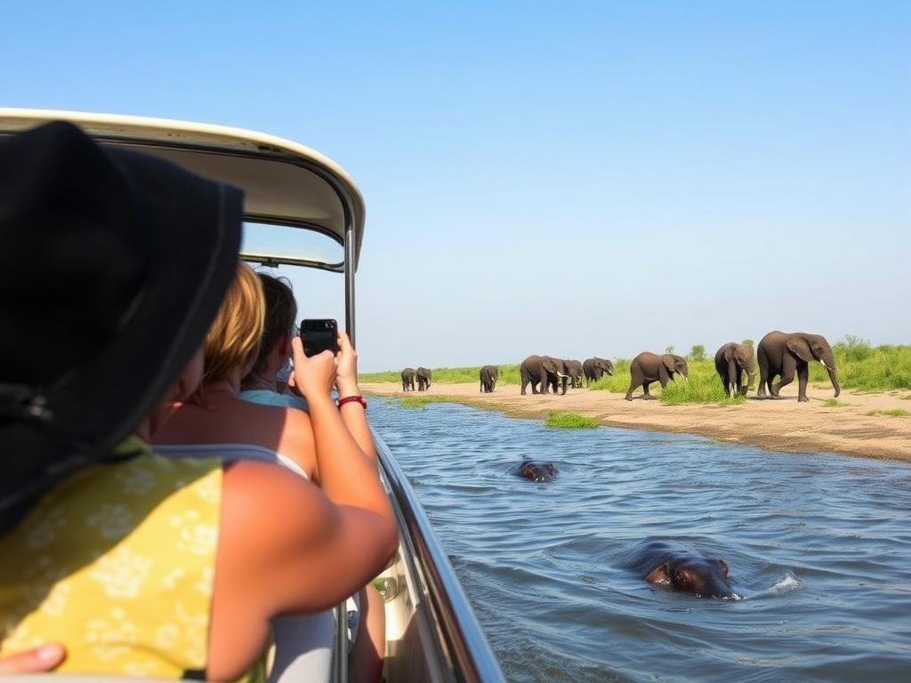 Affordable boat safari on Chobe River for budget-friendly wildlife viewing Affordable boat safari on Chobe River for budget-friendly wildlife viewing
